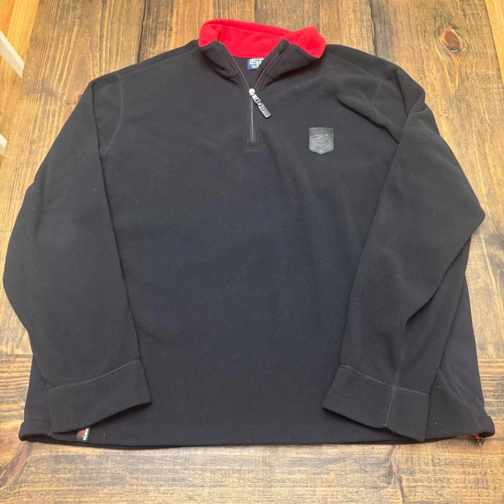 Polo Ralph Lauren Polartec Fleece Quarter Zip Pullover Black Red Mens‎ XXL VTG